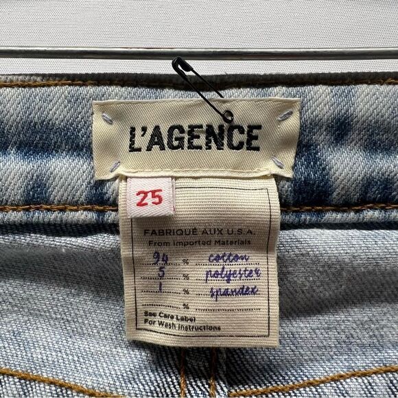 L'AGENCE Womens Margot High Rise Raw Hem Jeans Celestial Blue Acid Wash 25 - Picture 4 of 8